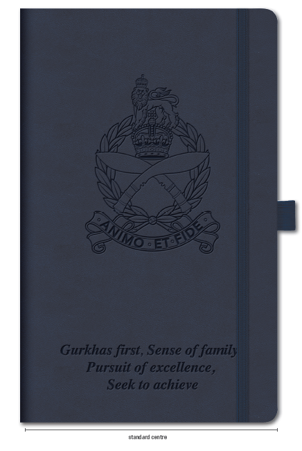 A5 Blue Hardback Embossed Tuscon Notebook - AYO Gurkha on Reverse - Lined