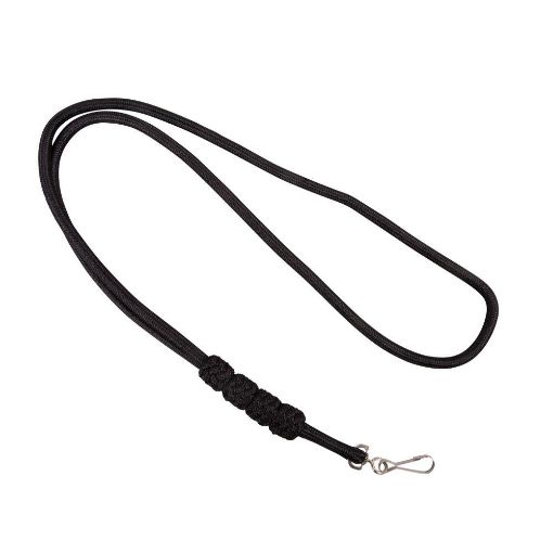 Picture of Royal Gurkha Rifles 4 Knot Black Lanyard - Black - Nickel Clip
