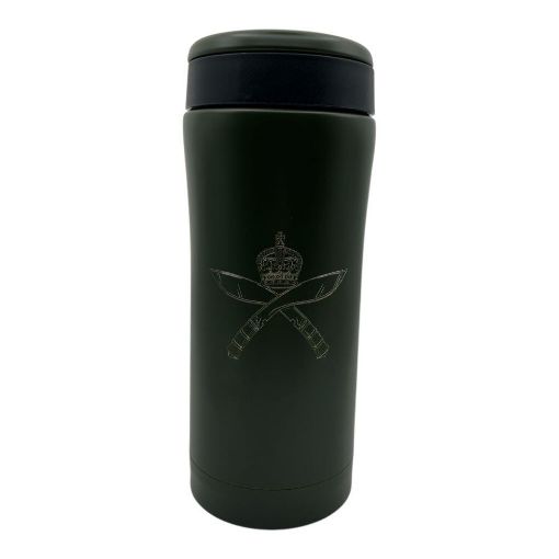 Picture of RGR Cap Badge Engraved - 330ml Flask - Olive Green - Tudor Crown