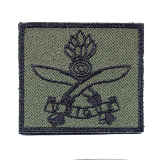 Picture of TRF - QGE Cap Badge - Embroidered - Olive Green -  60mm x 70mm - Velcro Back - Pair 