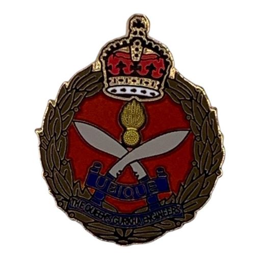Picture of The Queen's Gurkha Engineers Lapel Pin - Enamelled - Plastic Box - Tudor Crown