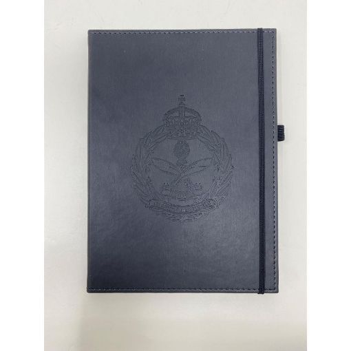 Picture of The Queen's Gurkha Engineers Notebook - A5 Black Hardback - Embossed Black - Regimental Badge – Lined - Tudor Crown