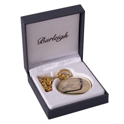 Picture of Full Hunter Pocket Watch with GSPS Badge - Chain - GP - Quartz Battery - Tudor Crown