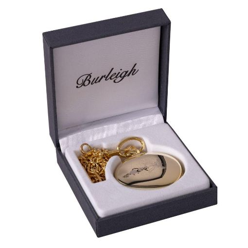 Picture of Full Hunter Pocket Watch with QGS Cap Badge, Chain - GP - Quartz Battery - Tudor Crown