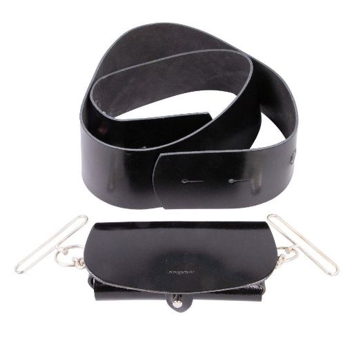 Picture of Officers & WOs' Cross Belt & Pouch - Black Patent Leather - Silver Plate Swivel Rings & Loops - Small