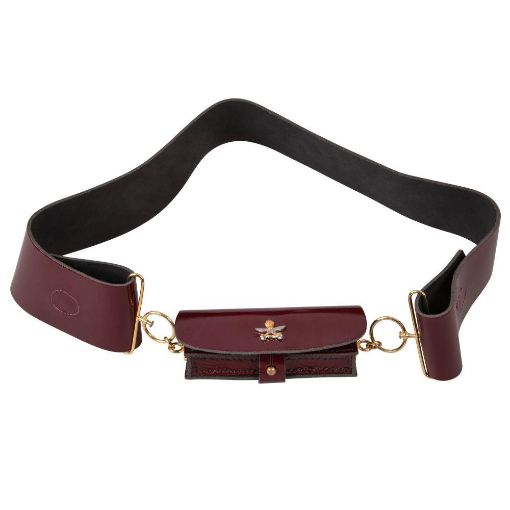 Picture of The Queen's Gurkha Engineers Cross Belt/Pouch - Maroon Patent - 36 - 40" Small